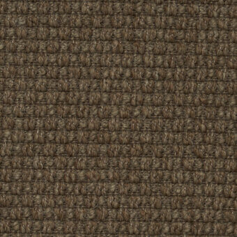 Corno fabric sample, muted brown jute weave, dense grid pattern with rectangular loops, matte texture, cierre1972 collection.