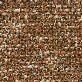 Woven fabric sample, brown and off-white tones, irregular multi-directional texture with visible fibers and a granular surface, Cierre1972 collection.
