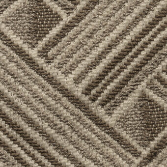 Chevron fabric sample, brown and beige tones, dense looped weave with matte finish and textured surface.