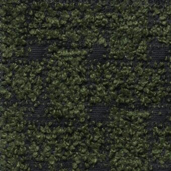 Olive-green nub textured fabric with dark charcoal gray woven background, matte finish, granular surface, potentially for upholstery.