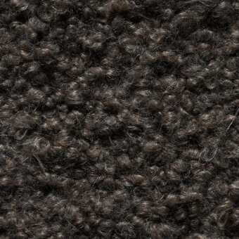 Dark gray looped pile fabric texture with subtle sheen, composed of tightly coiled fibers and a nubby, irregular surface.