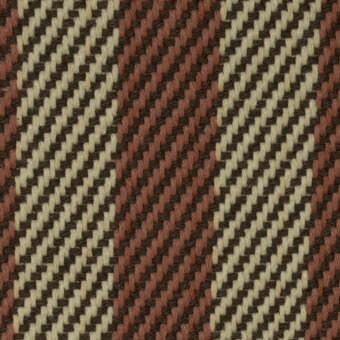 Woven Voulez Vous fabric, beige and brown stripes, diagonal pattern, Cierre1972 collection, textured wool blend, close-up detail.