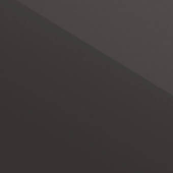 Black chromed metal finish sample, smooth matte gray plane angled diagonally, subtle gradient, text overlay indicating material origin.