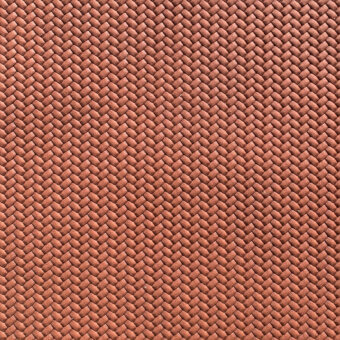 Leather texture with reddish-brown herringbone weave and stamped treccia design, displaying a dense, slightly raised braided pattern.