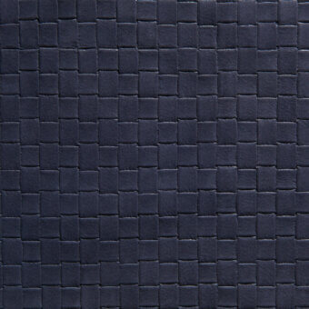 Dark blue leather texture, rectangular weave pattern, matte finish, grid structure, “stampa quadri 44” style, consistent uniform construction.