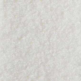 Off-white looped fabric texture with dense, curled fibers creating a plush, voluminous surface and subtle tonal variations.