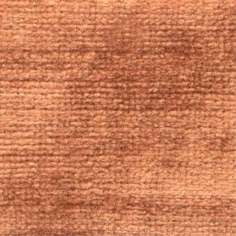 Terracotta fabric sample displaying a linear ribbed texture with tonal gradient, woven fibers, and a slightly fuzzy surface appearance.