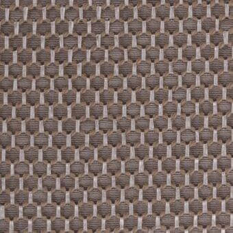 Woven fabric “l04” Costantini Pietro, brown and gray geometric pattern, tight hexagonal and rectangular weave with subtle sheen.