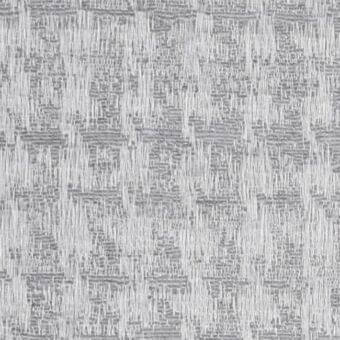 Light gray woven fabric sample with a grid pattern and horizontal bands, displaying a dense, matte texture and structured layering.