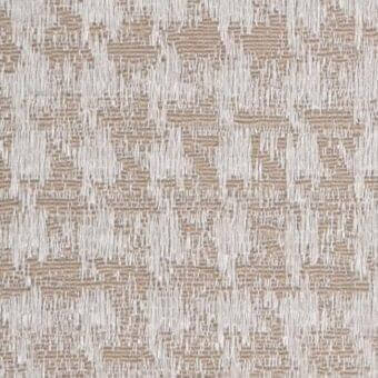 Beige woven textile with irregular grid pattern, featuring angled shapes and solid blocks, matte finish, durable construction.