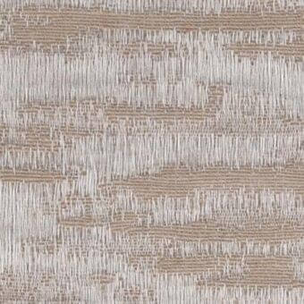 Woven fabric sample, light beige and muted gray, features horizontal bands with a textured, irregular stripe pattern and matte finish.