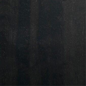Dark graphite casegood surface with matte texture and speckled effect, displaying subtle vertical striations under even lighting.