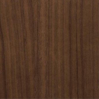 Wood texture sample, warm brown matte walnut finish, vertical fine grain with subtle tonal variations, smooth even surface.