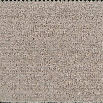 Beige textured fabric sample displaying granular weave, horizontal striations, and mottled tonal variations against dark and light gray bands.