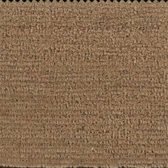 Woven fabric sample in earthy brown with horizontal bands, featuring a nubby texture and jagged trim; ditre italia link 008.