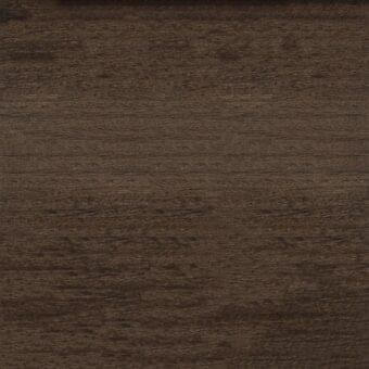 Wood veneer “le05 eucalipto” by Ditre Italia, dark brown matte finish, linear grain with subtle tonal variations and visible wood pores.
