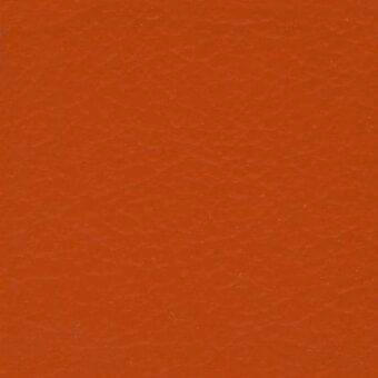 Terracotta leather texture sample with a matte finish and subtle pebbled grain, displayed against a neutral, solid background.
