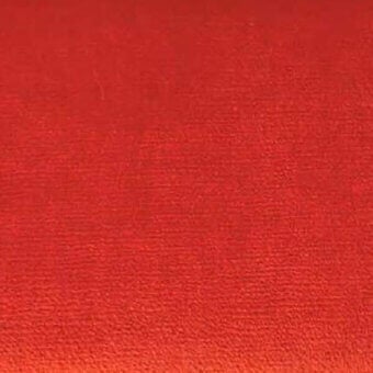 Red egoitaliano soft bungee fabric with a granular woven texture and muted warm tone, displaying a subtly looped construction.