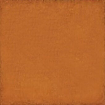 Terracotta fabric swatch displaying a mottled, warm orange-brown texture with a matte finish and distressed edges.