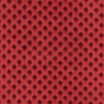 Red floral fabric texture with a repeating pattern, woven material, subtle tonal contrast, and brand text “egoitaliano” in the corner.