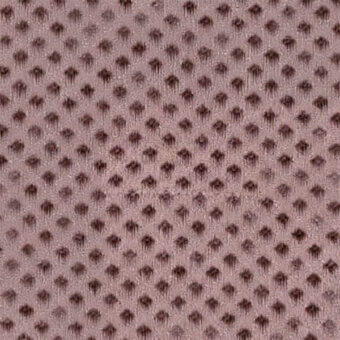 Mauve fabric texture with a dense, repeating pattern of small, upright floral or mushroom-like forms, exhibiting a looped woven construction.