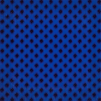 Blue textile sample with repeating circular patterns, radiating lines, woven texture, and “egoitaliano” branding in the corner.