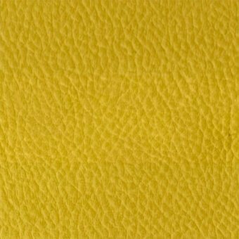 Yellow leather texture sample with irregular grain, dense bumps, and matte finish; egoitaliano rio 1141 leather grade.