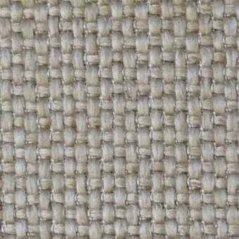Beige woven fabric texture displaying a grid pattern with matte threads, exhibiting a natural fiber composition and slightly raised surface.
