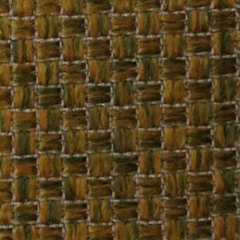 Woven textile sample, golden yellow and olive green, rectangular grid pattern with dense, matte texture and horizontal-vertical thread structure.