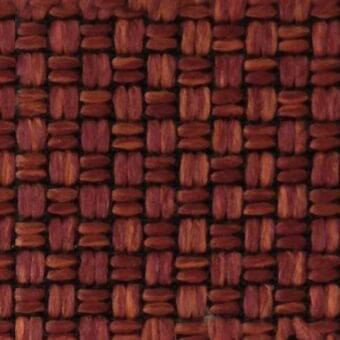 Reddish-brown woven textile with a grid of horizontal rectangular elements, displaying an interlaced “incrocio – intreccio” texture and subtle tonal variations.