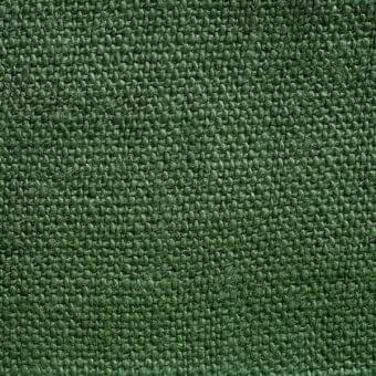 Stone-washed green linen fabric texture with a dense, nubby weave and matte finish; visible fibers create a tactile, slightly irregular surface.