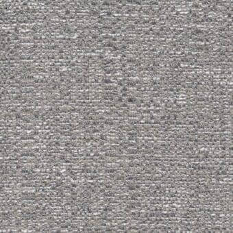 Woven fabric sample, muted gray with silver threads, dense heathered texture; “ponza alluminio” from the “erba” fabrics collection.