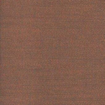Terracotta fabric sample with a tight weave and charcoal gray speckles, displaying a matte finish and uniform texture in diffused lighting.
