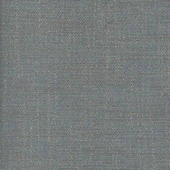 Woven fabric sample, gray-blue tone, dense grid texture with beige and brown highlights, matte finish, neutral studio backdrop.