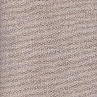 Beige and gray woven fabric sample with a plain weave texture, matte finish, and subtle gold tones; manufacturer detail visible.