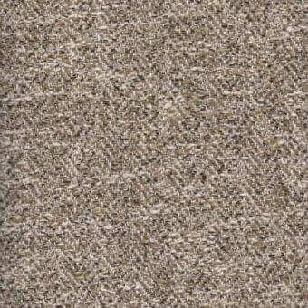 Brown and cream woven fabric sample displaying a dense, irregular texture with speckled flecks and a matte finish.