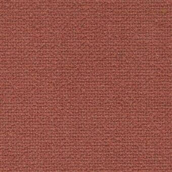 Terracotta fabric sample with a dense, regular weave and matte finish; heathered texture, grid pattern, and a small light spot visible.