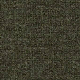 Olive-green tweed fabric sample with dense woven texture, heathered tonal variations, and a compact uniform weave; label reads "col musc."