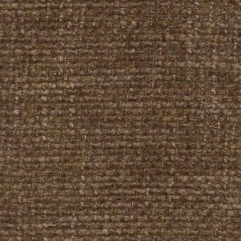 Fabric sample, brown textured weave, irregular pattern; “col 27 terre brulee” from erba Synthese collection, matte finish, durable appearance.