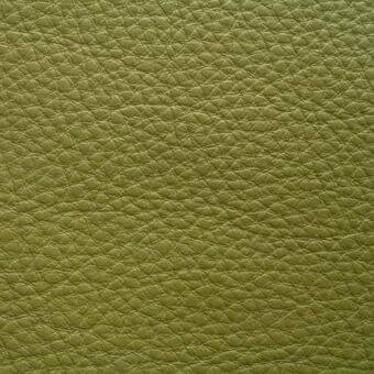 Olive-green leather upholstery texture features a consistent, pebble-like pattern with matte finish and embossed grain detail.