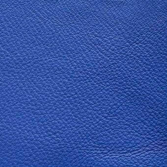 Blue pebbled leather texture sample with a matte finish and granular surface, identified as erba ascot matisse leather.