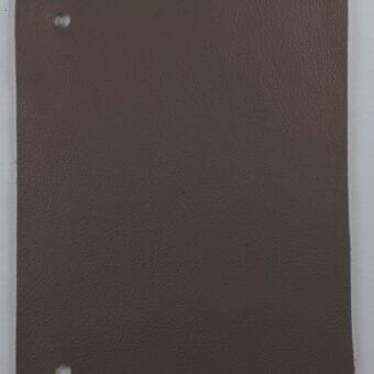 Leather swatch tosca grigio from erba collection displays textured grain, matte finish, and silver metal grommets on white background.