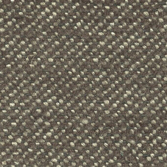 Woven fabric sample, dark brown and beige, features a dense circular node pattern with visible product code text.