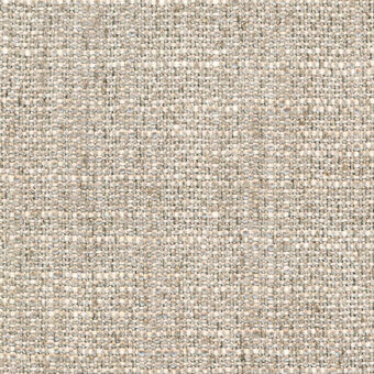 Heathered fabric sample in pearl gray, beige, and taupe tones displays a complex woven texture with designation text at the lower right.