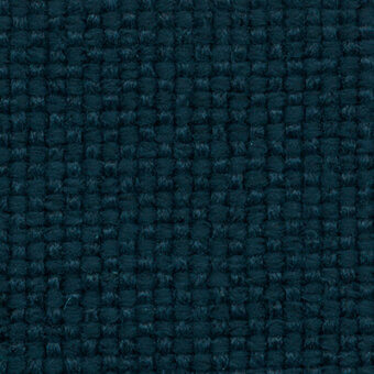 Teal basketweave fabric texture displaying a dense, nubby weave with a consistent solid dye and a grid-like yarn intersection pattern; label visible.