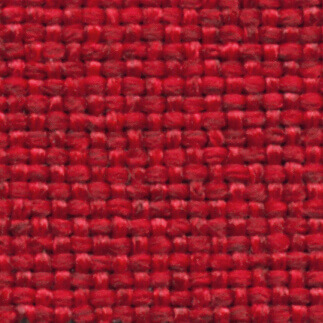 Red woven fabric sample displaying a coarse, open grid pattern with visible threads and a label reading “frag > fabric > cat. c > 24 sole > sole 24 s409”.
