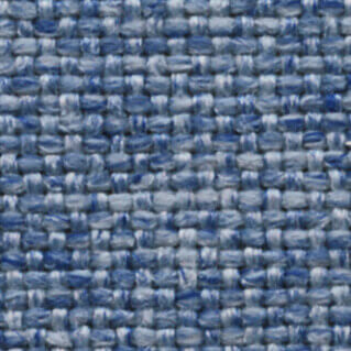 Blue and white woven fabric texture displaying a diagonal basketweave pattern, with varied indigo and sky blue shades and a subtle sheen.