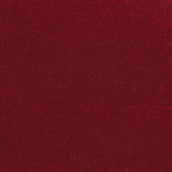 Red fabric swatch with dense nap texture, displaying a consistent color and a white label reading “frag > fabric > cat. c > 38 venere > venere 38 3590”.