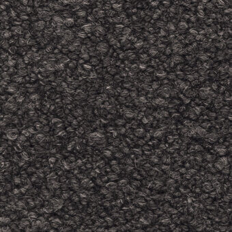 Black looped pile fabric with a dense, plush texture and uniform short loops; textile sample code frag > fabric > cat. c > 61 teddy > black 61 9821.