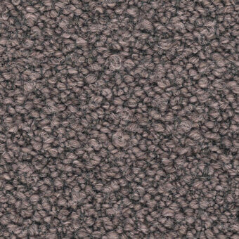 Dark gray looped pile fabric texture with heathered tonal variations, displaying a plush, dense weave and visible fabric label details.